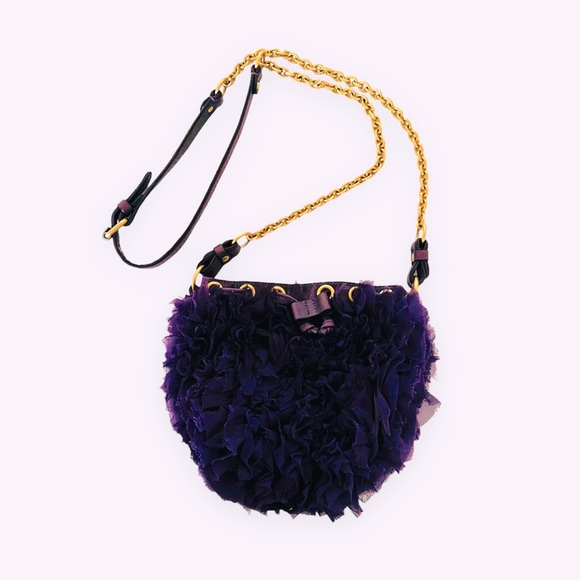 LIKE NEW Juicy Couture Silk Chiffon & Leather Pouchette Bag - Picture 8 of 12